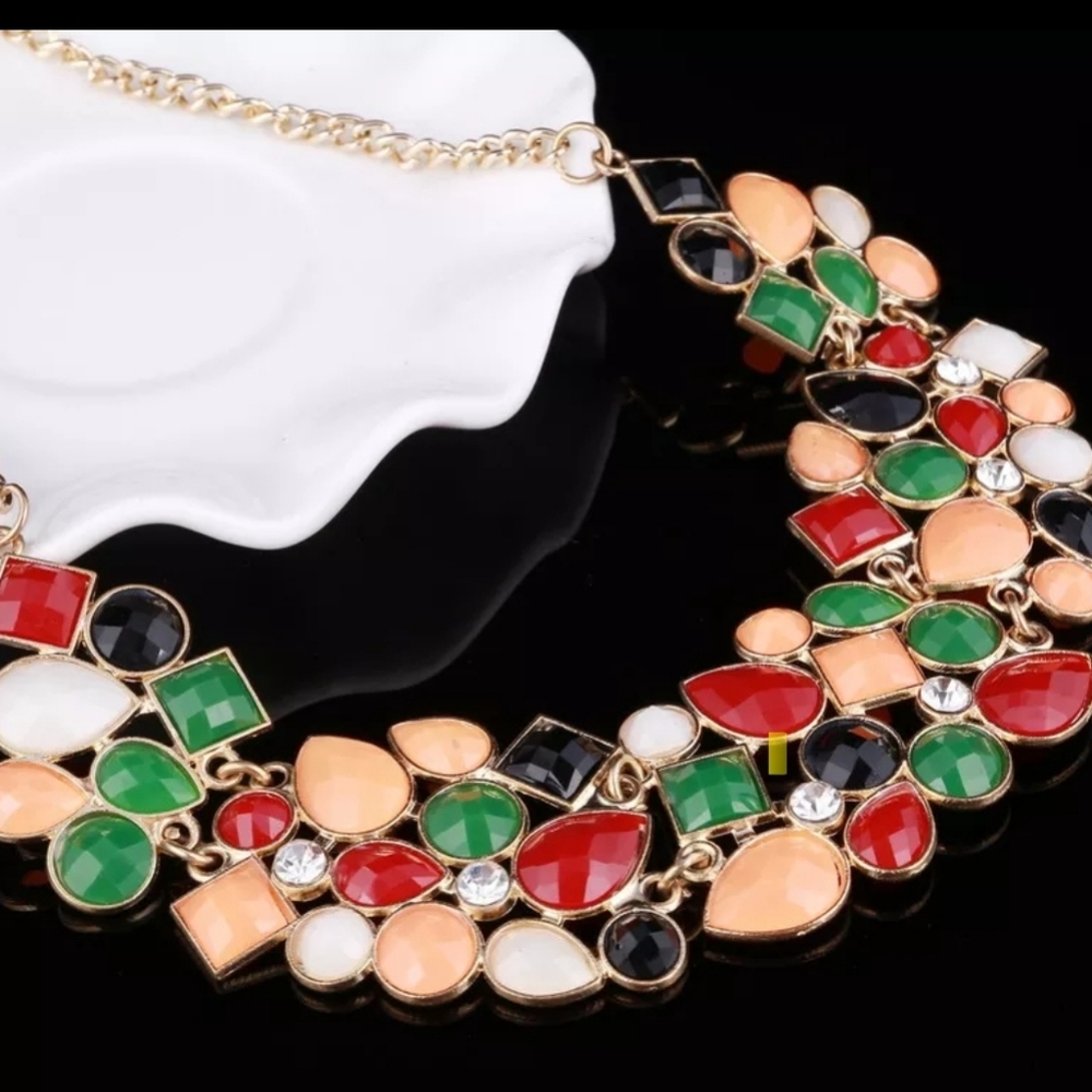 Multi Color Crystal Collar Necklace